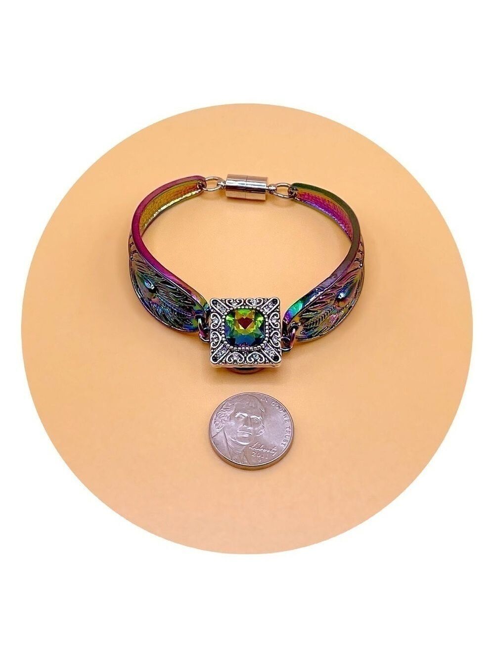 LOVELY Green Heavy Snap Jewelry Retro Bangle Bracelet with 18mm snap! SEE VIDEO!